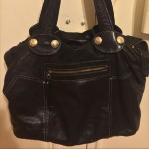GUSTTO Black Leather "SETELA" Tote