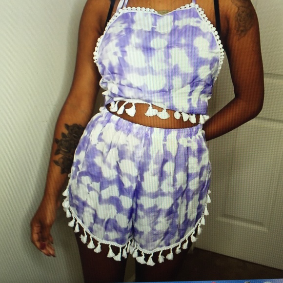 Tops - Purple and white tie dye set