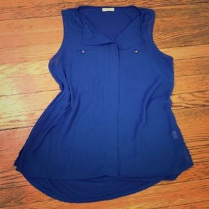 Blue sleeveless sheer top