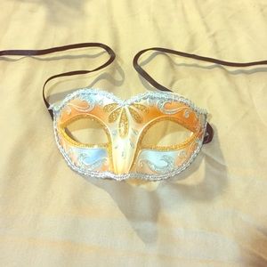 HALOWEEN Silver and Orange Masquerade Mask