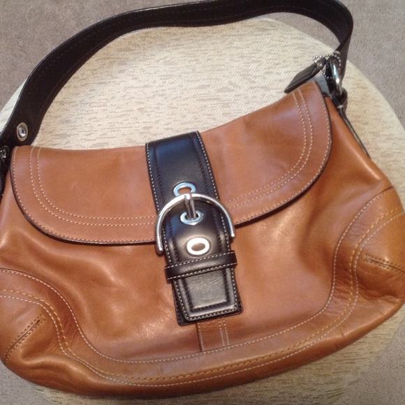 Coach purse camel and brown leather