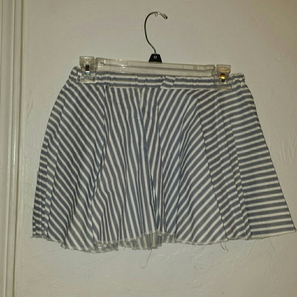 Blue and white striped skirt