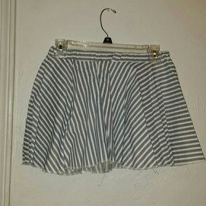 Blue and white striped skirt
