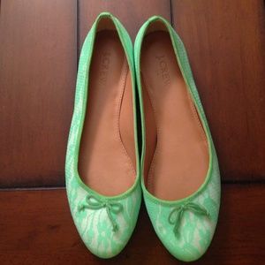Jcrew factory lime green lace ballet flats