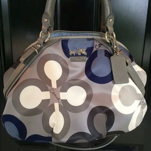 Coach Handbag grey white and blue GREAT CONDITION