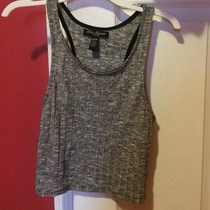 gray marled sweater-like crop top