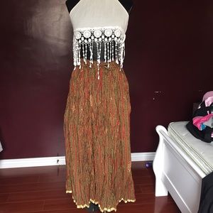 Red & Gold Maxi Skirt