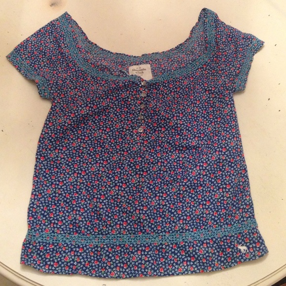 A&F Blue Floral Blouse