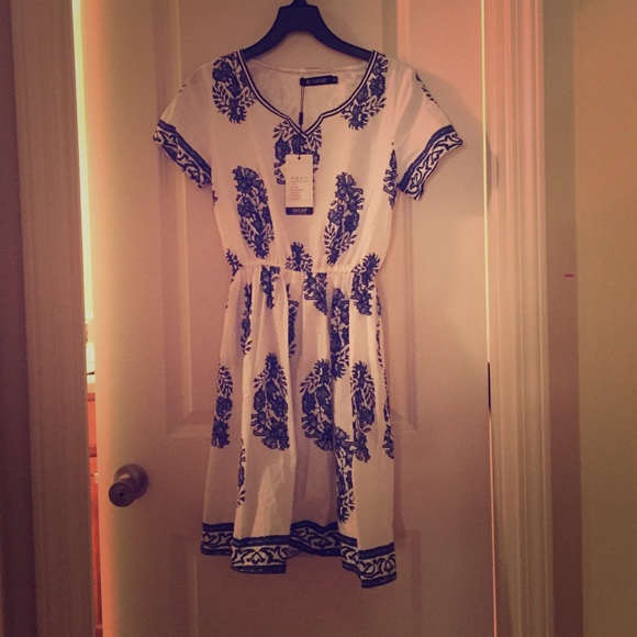 White and royal blue dress