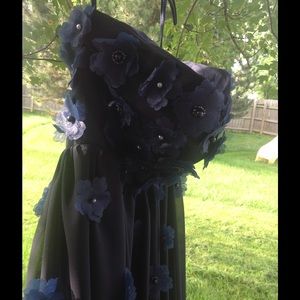 Navy Strapless Evening Gown