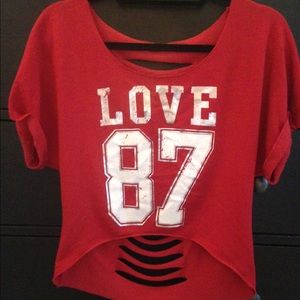 Cropped, Distressed Ribbed Cutout Spine Top