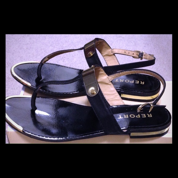 Report Sandals size 8 New black & gold