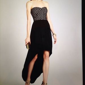 BCBG black Lace bustier high/low Tess dress