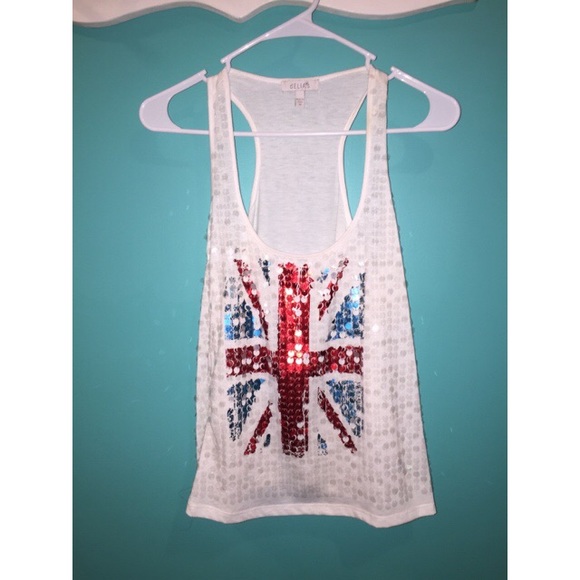 British flag sequined tank