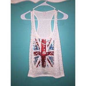 British flag sequined tank
