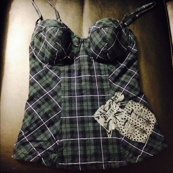 Guess plaid bustier tank