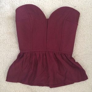 Tobi bustier corset strapless burgundy red top