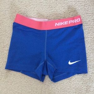 Nike pro compression shorts royal blue pink neon