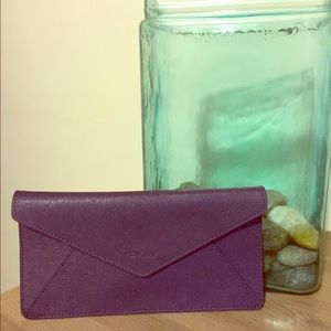 DKNY plum envelope clutch