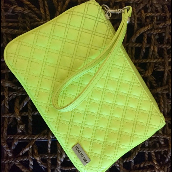 Neon yellow wristlet
