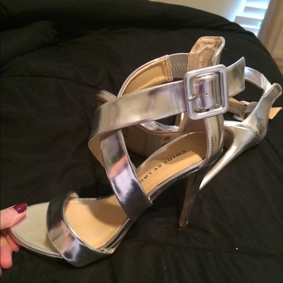 Silver prom shoes. - Picture 2 of 2