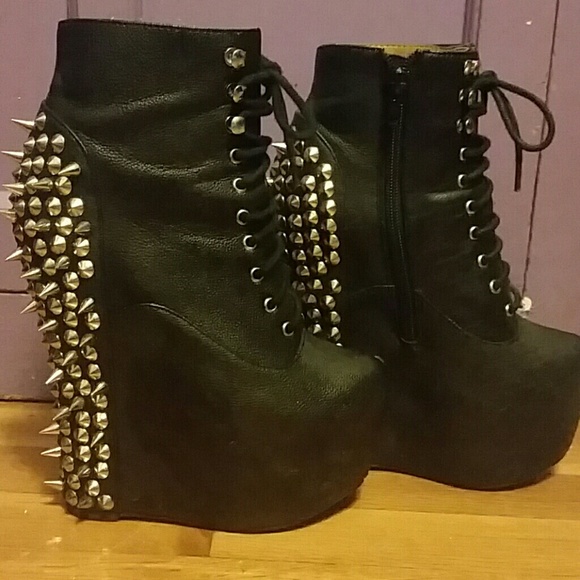 Spiked Wedge Jeffery Campbell Platform Boots - Picture 1 of 4