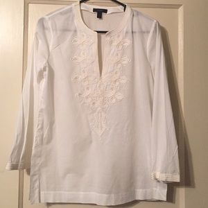 NWOT J. Crew white cotton voile embroidered tunic