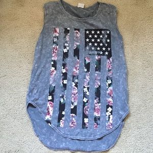Flower American Flag Tank Top