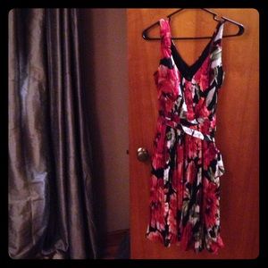 Floral dress + 2 dress pants.