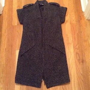 Short sleeve military style grey zip jacket