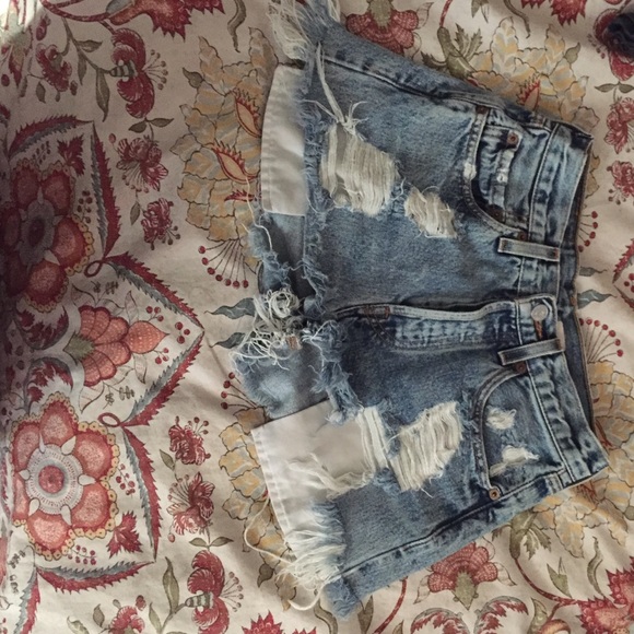 Denim high waisted shorts