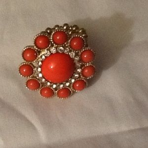 Orange stretchy flower ring