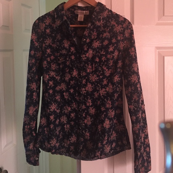 Denim and floral shirt