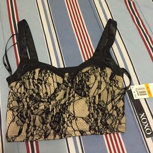 Super cute nude and black crop top