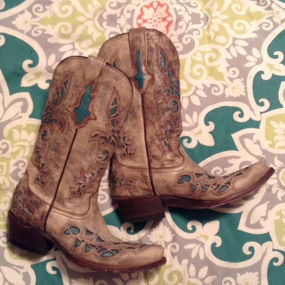 Grey/Tan and Turquoise Lucchese Boots