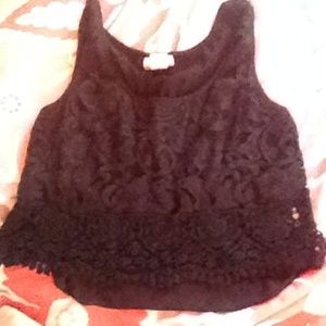Black lace crop top