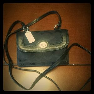 Black Coach Wallet with Strap