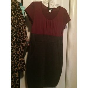 Burgundy and Dark Grey Bodycon Dress