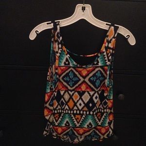 Tribal Cropped Flowy Tank Top
