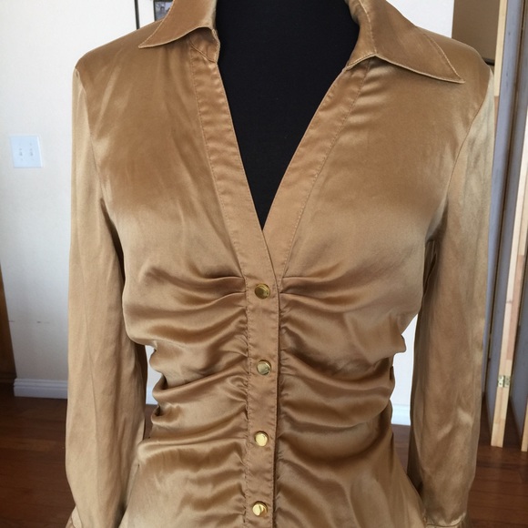 Cache gold silky blouse.