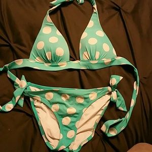 Teal polka dot bikini