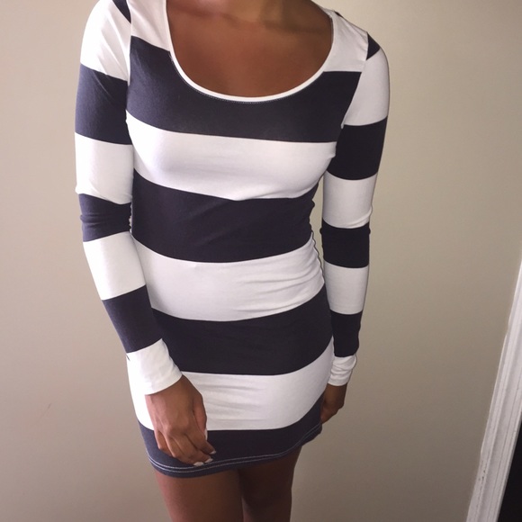 Black/white striped bodycon dress