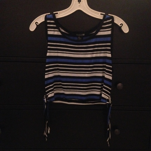 Striped Cropped Side Tie Tank Top