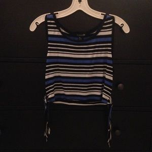 Striped Cropped Side Tie Tank Top