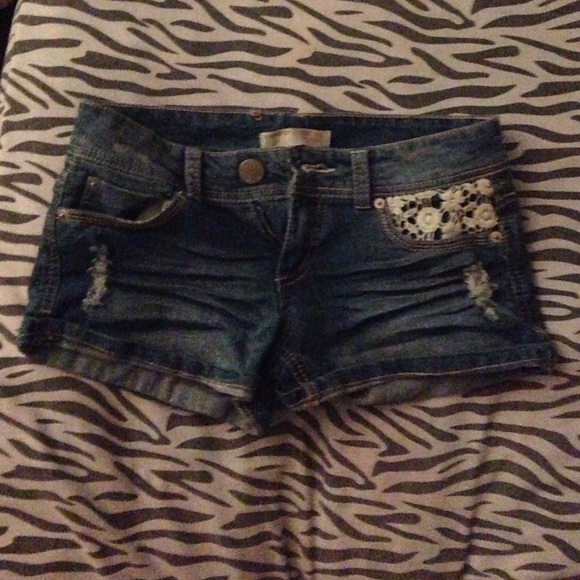 NWOT blue jean and lace shorts