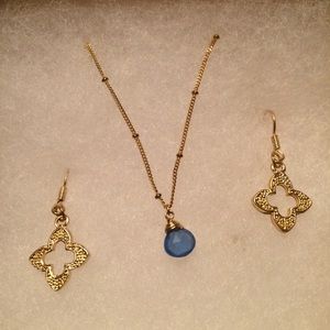 Faux Gold Earrings with Faux Gold Necklace