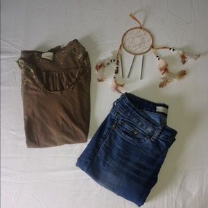 Brown Long Sleeve with Light Green Dots