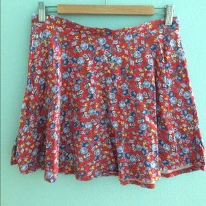 Red floral skirt