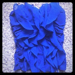 💙 blue ruffle strapless top💙