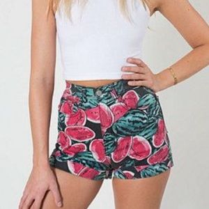 American Apparel watermelon high waisted shorts
